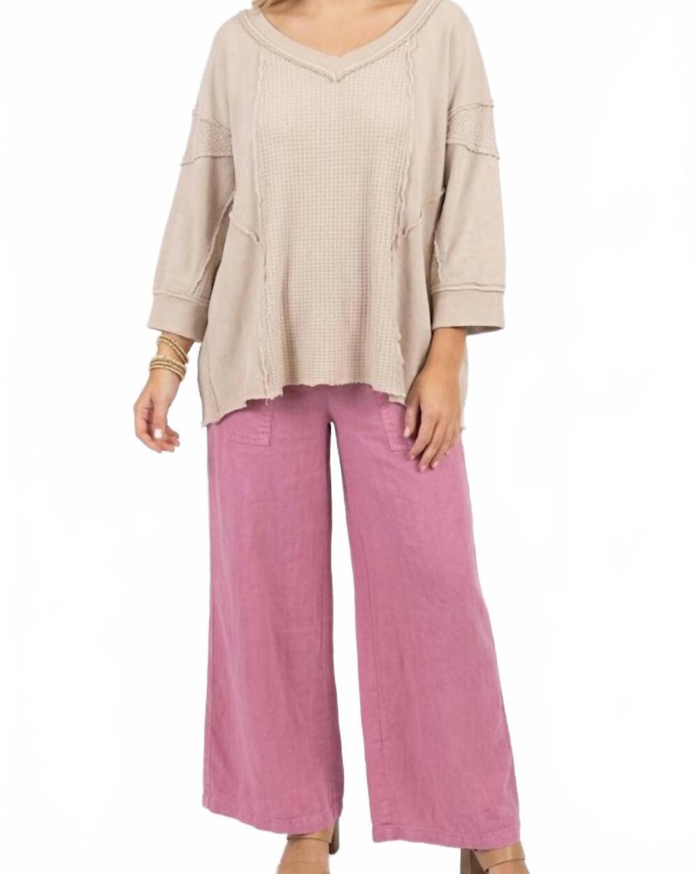 NEW EASEL paradise island boho pants in rose pink